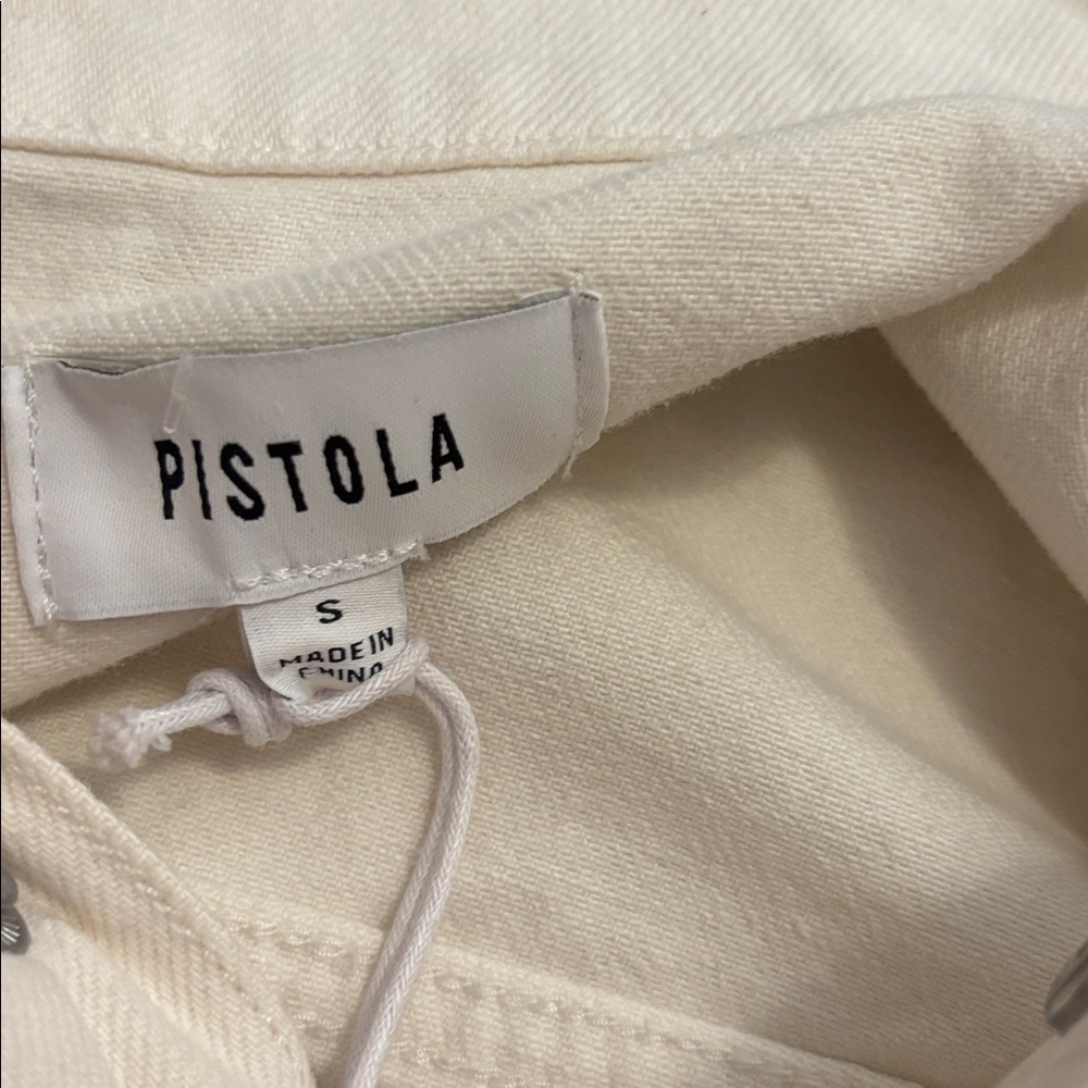 Pistola Nina Cotton Denim Mini Dress in Eggshell Size Small - Picture 9 of 13